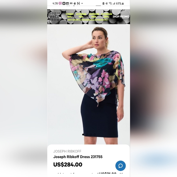 Joseph Ribkoff Floral Chiffon Overlay Dress NWT G100 - Picture 2 of 7